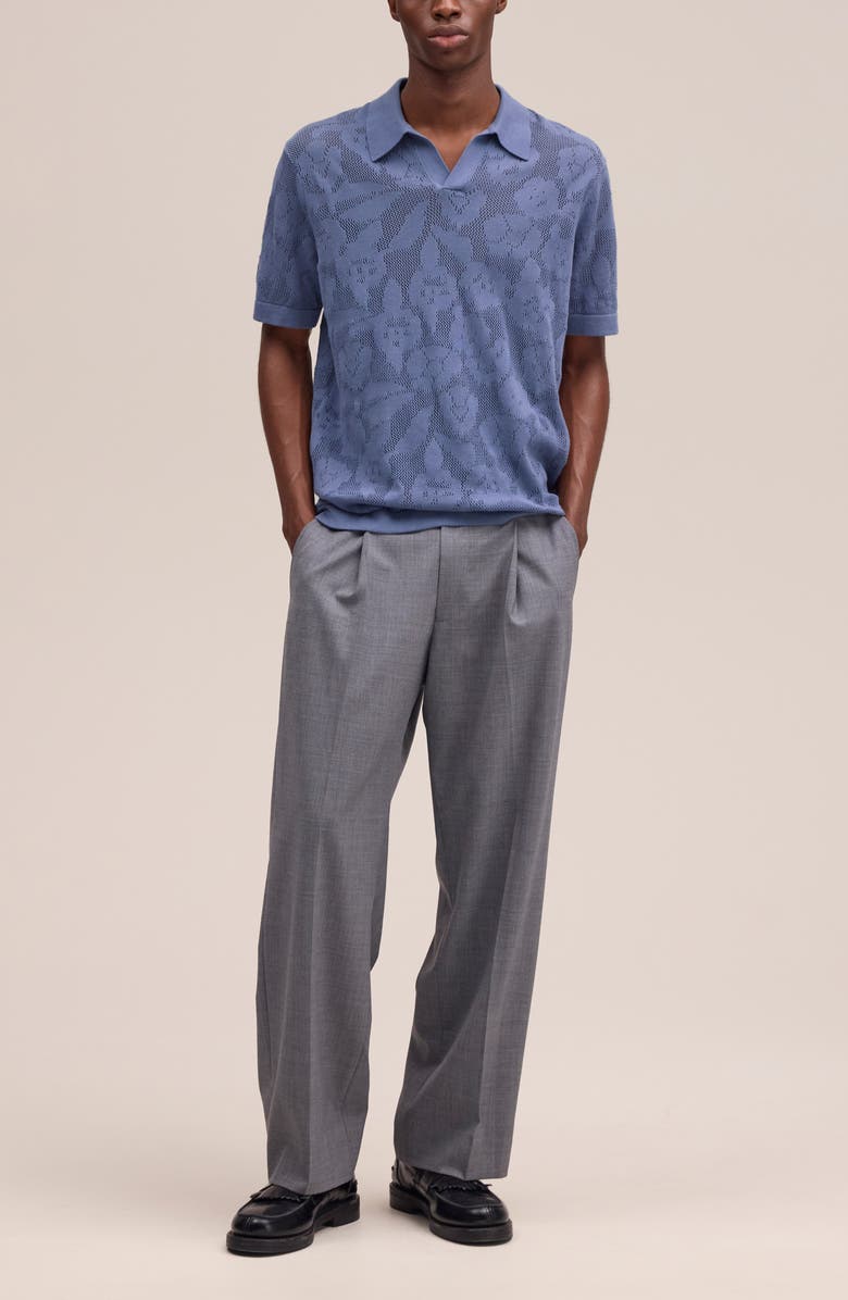NN07 Ryan Floral Pointelle Jersey Polo, Alternate, color, Stone Blue