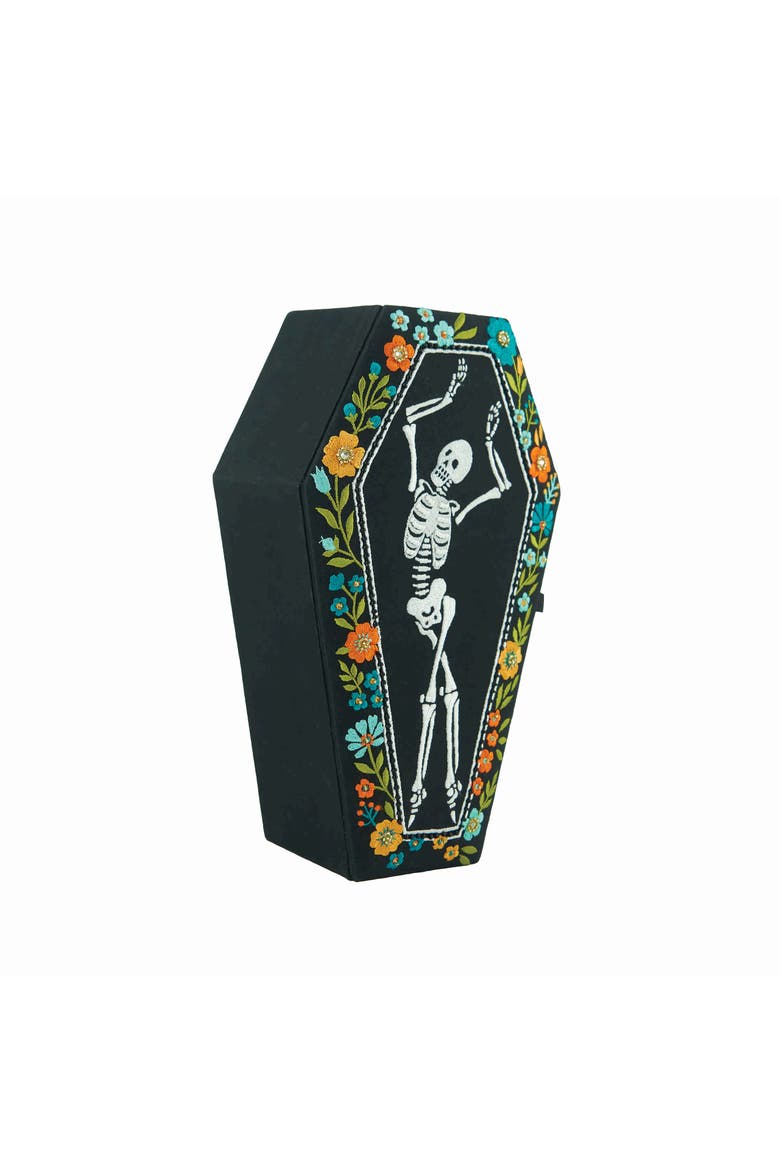 Skelton Coffin Dance Halloween Figurine, Main, color, Black