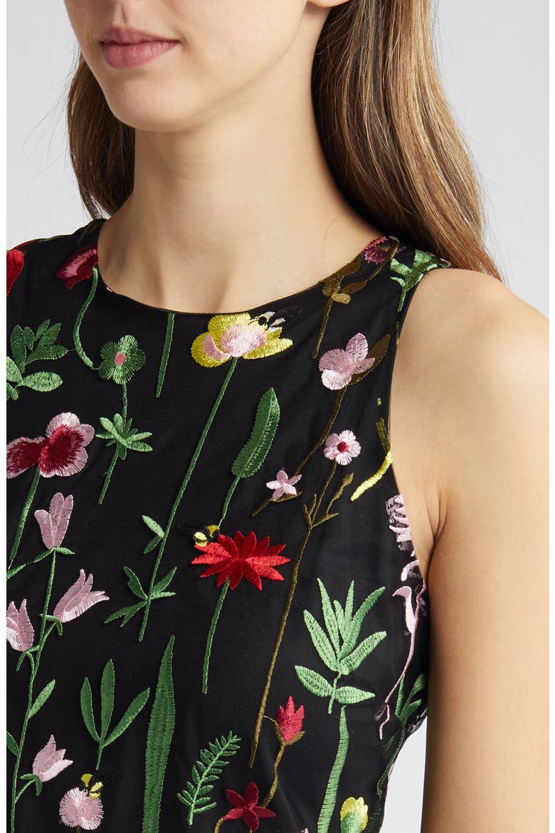 Embroidered Sleeveless Sheath Dress, Alternate, color, BLACK MULTI