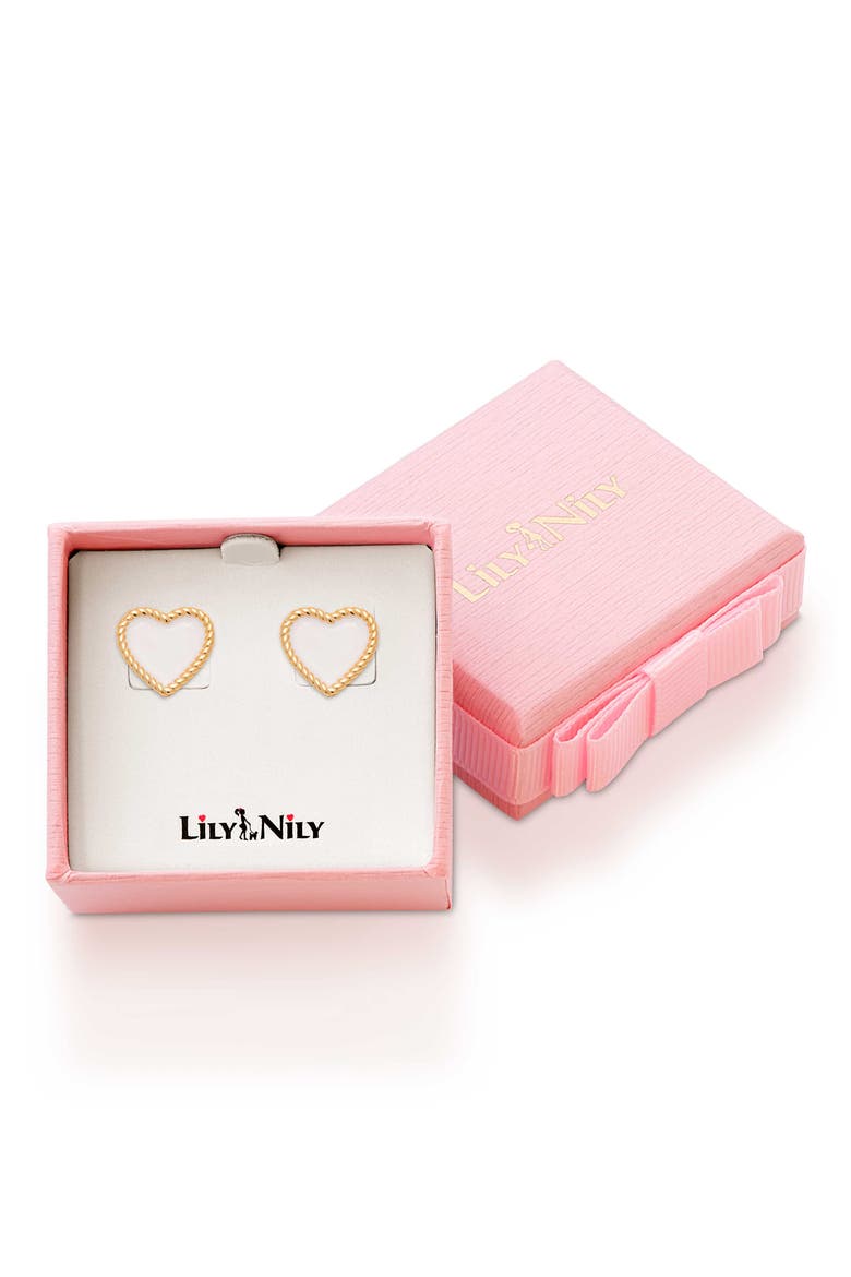 Kids' Heart Twist Stud Earrings, Alternate, color, WHITE