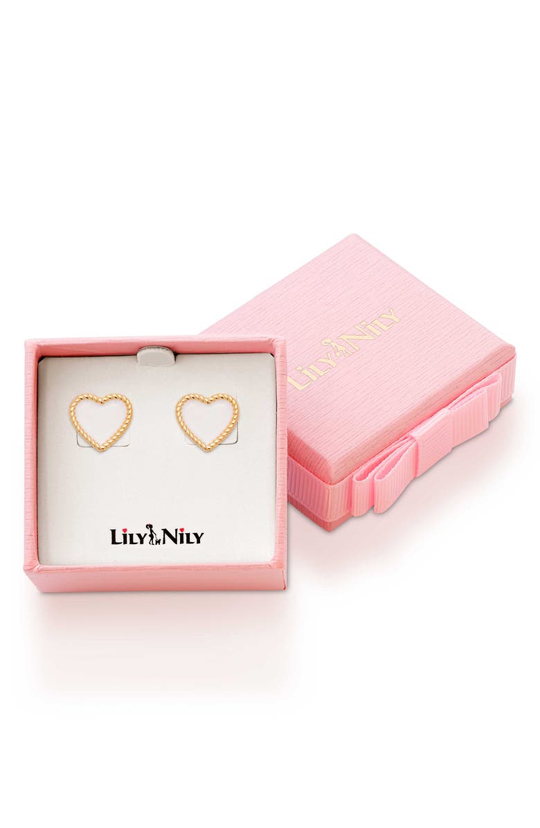 Lily Nily Kids' Heart Twist Stud Earrings, Alternate, color, White