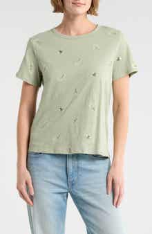 Lucky Brand Embroidered Cotton T-Shirt
