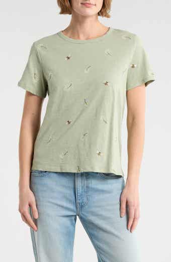 Lucky Brand Embroidered Cotton T-Shirt