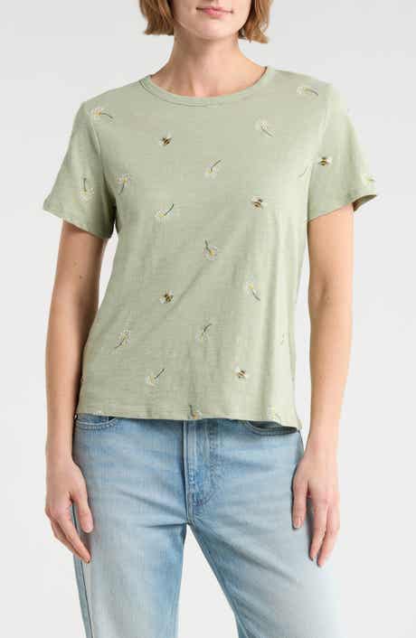 Lucky Brand Embroidered Cotton T-Shirt