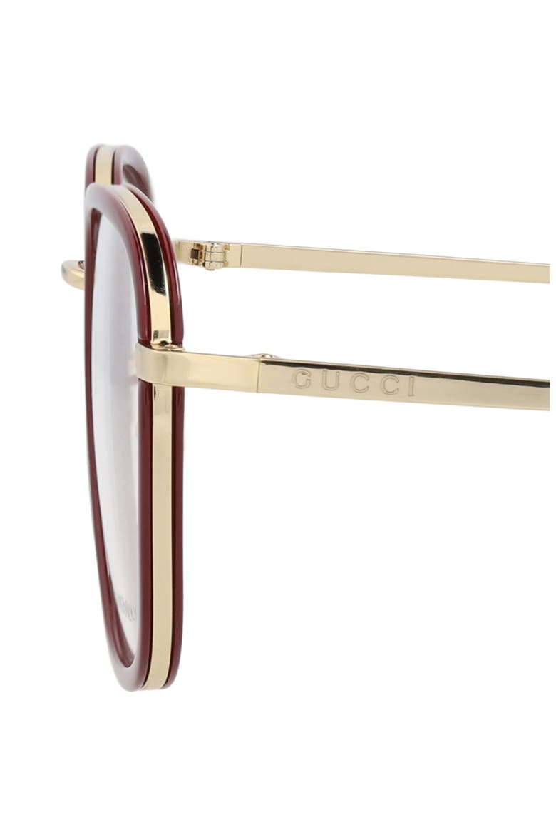 52mm Square Optical Glasses, Alternate, color, RED GOLD TRANSPARENT