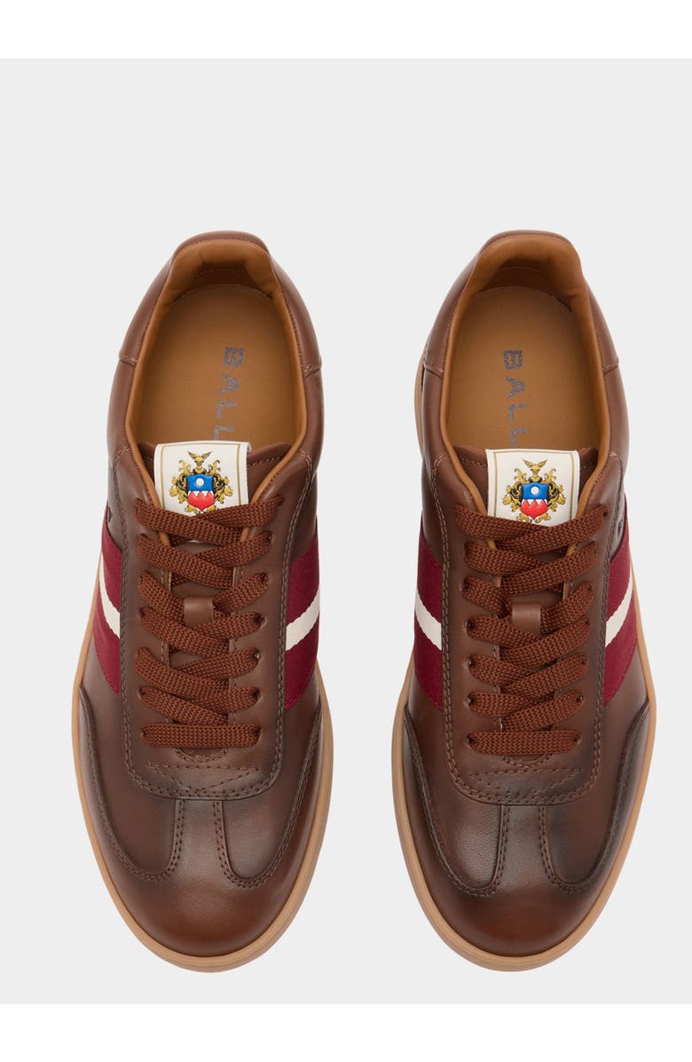 Bally Retro Crest Sneaker In Brushed Leather, Alternate, color, Brown