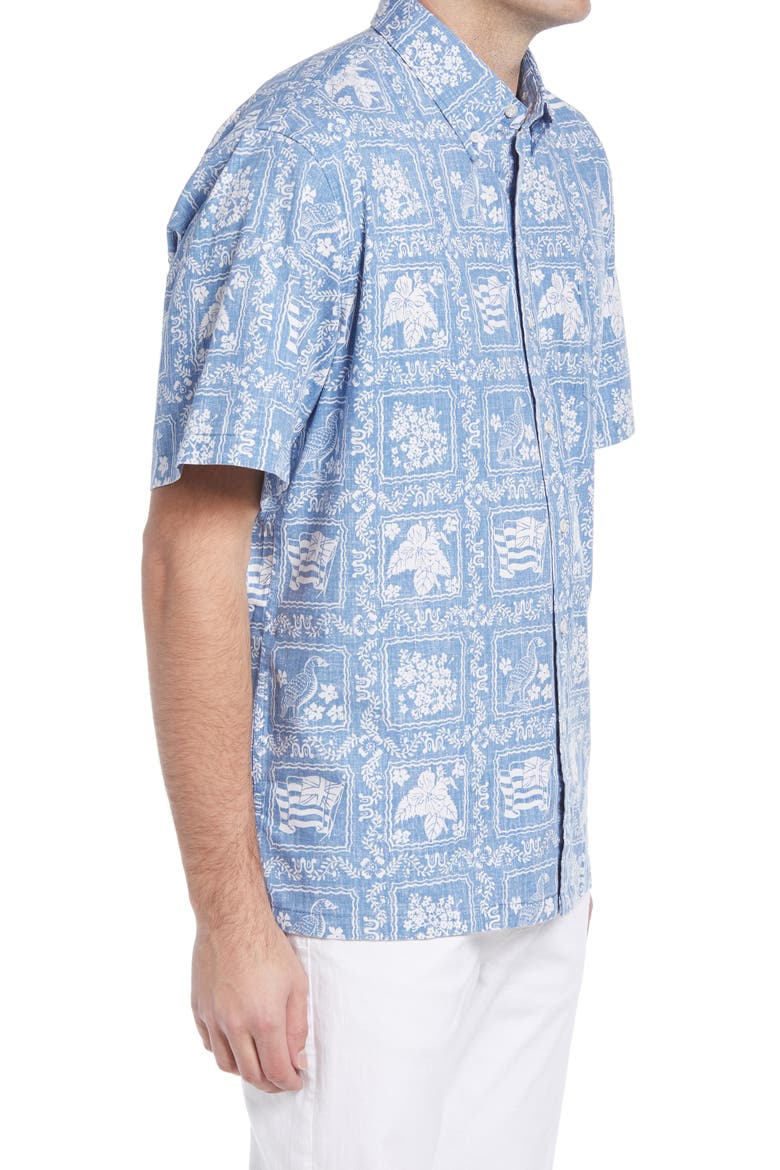 Lahaina Sailor Classic Fit Short Sleeve Button-Down Sport Shirt, Alternate, color, DENIM