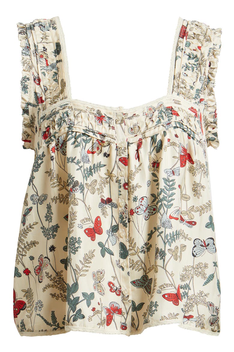 The Victorian Pleat Silk Tank, Alternate, color, FLOATING BUTTERFLY