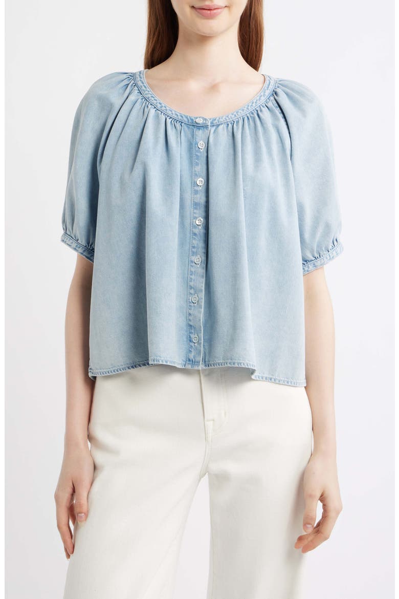 The Resort Denim Peasant Top, Main, color, HAVEN