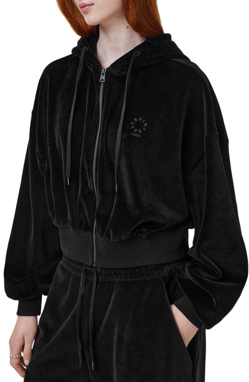 ALLSAINTS ALLSAINTS VINNY FRONT ZIP VELVET HOODIE