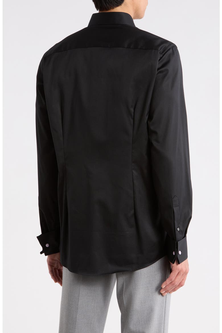 Contemporary Fit Pleated Bib Front Dress Shirt, Alternate, color, BLACK