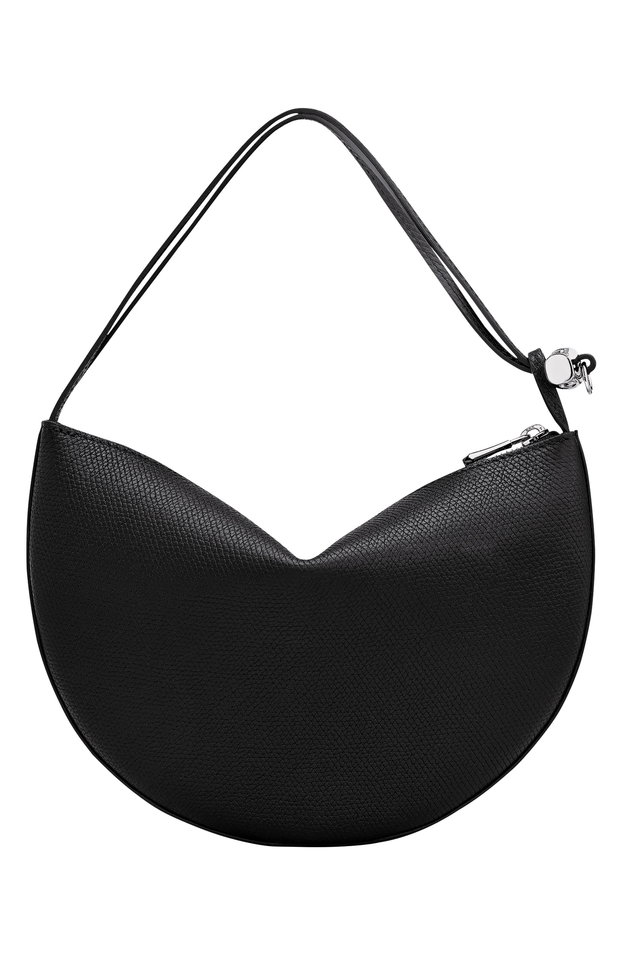 Longchamp Le Roseau Leather Wristlet Clutch, Alternate, color, Black