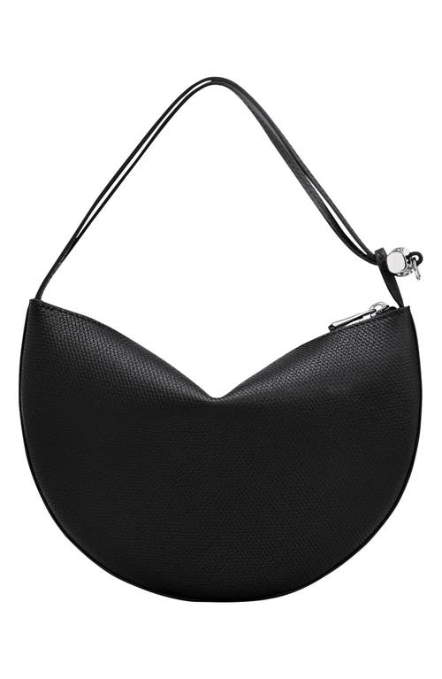 Longchamp Le Roseau Leather Wristlet Clutch In Black