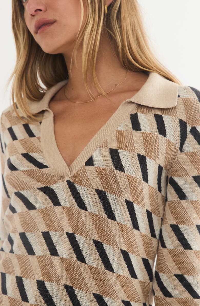 Marine Layer Morgan Polo Sweater, Alternate, color, Neutral Geo