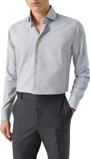Eton Contemporary Fit Mélange Check Dress Shirt