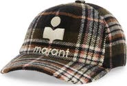Isabel Marant Tyronh Embroidered Plaid Logo Baseball Cap