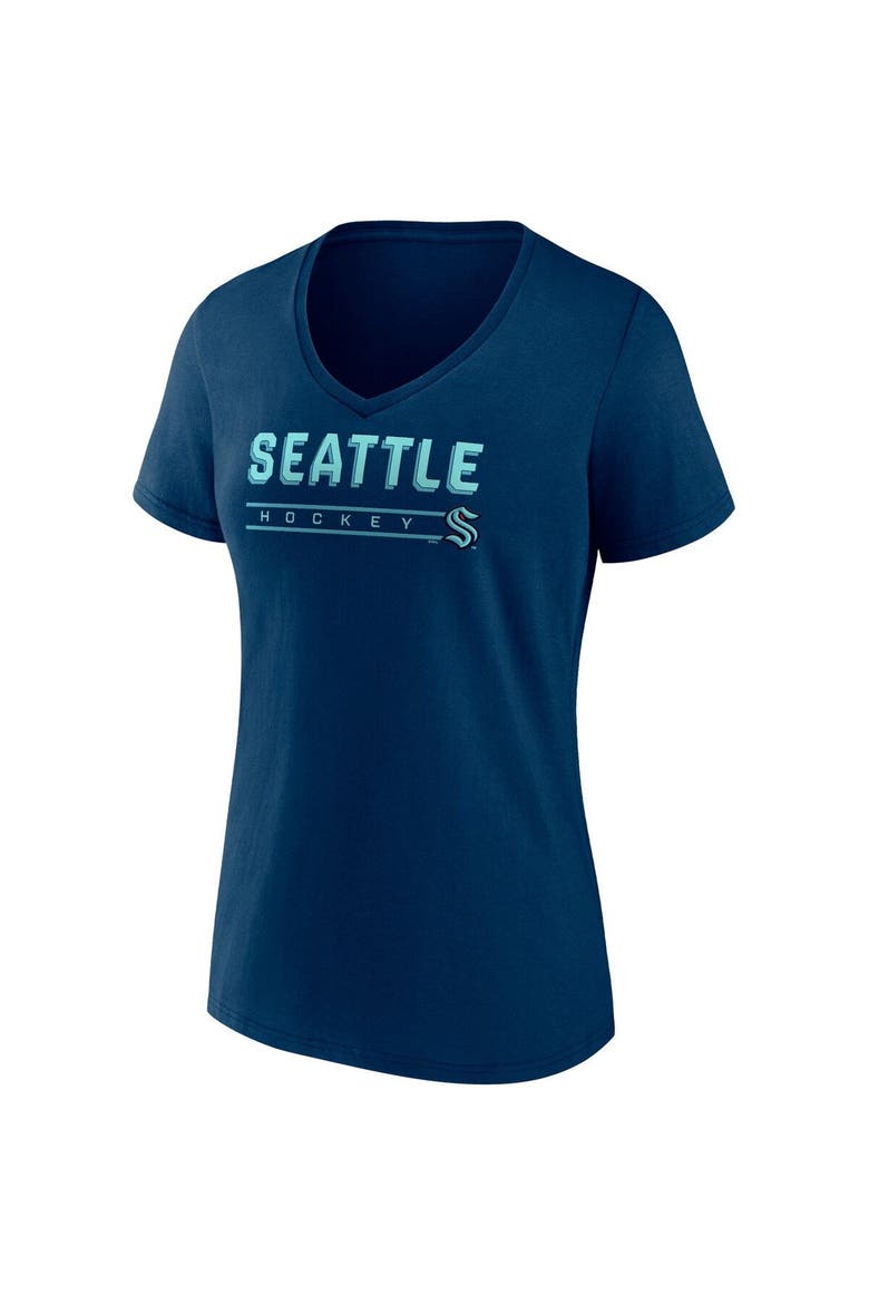 Women's Fanatics Branded Deep Sea Blue/Gray Seattle Kraken Parent 2-Pack V-Neck T-Shirt Set, Alternate, color, Navy