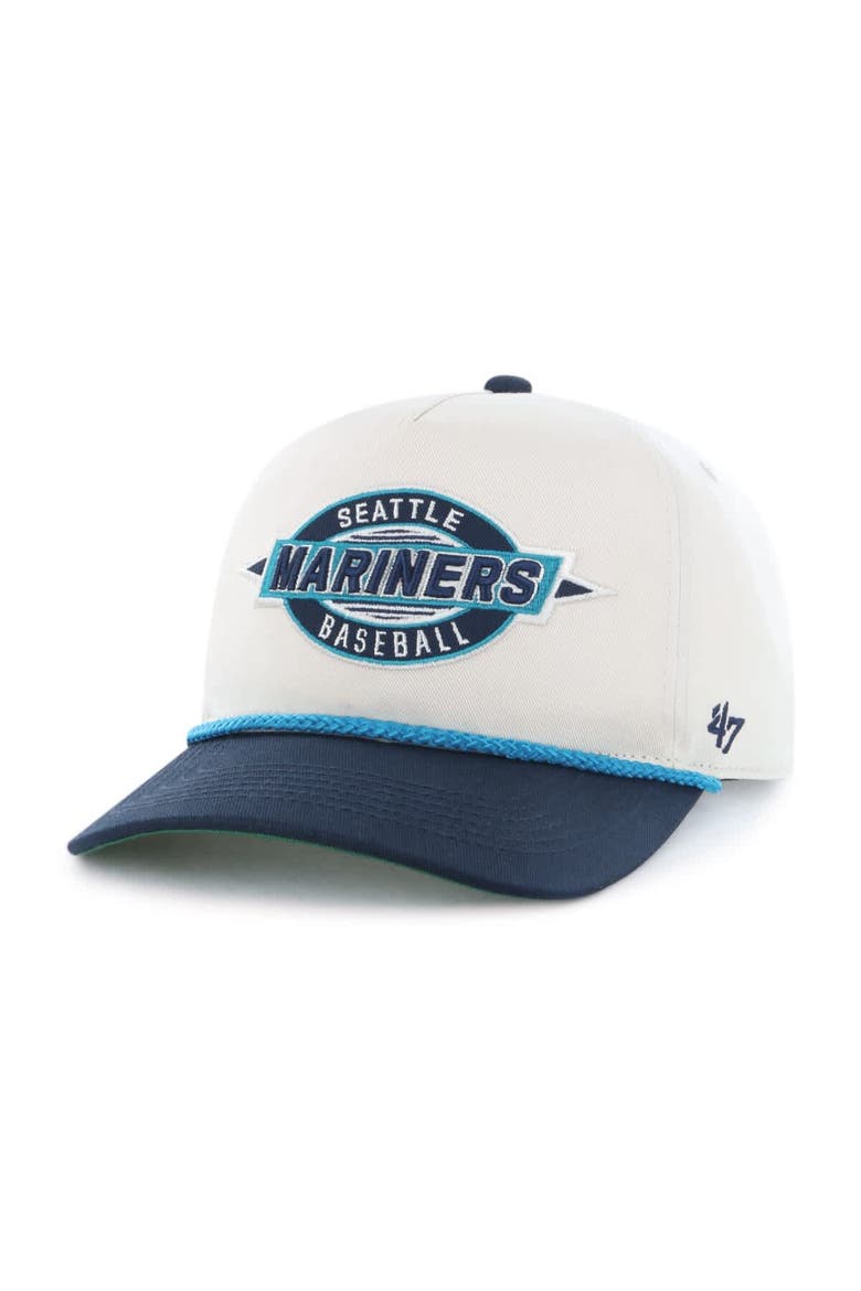 Men's '47 Natural/Navy Seattle Mariners Frame Out Hitch Adjustable Hat, Alternate, color, Natural