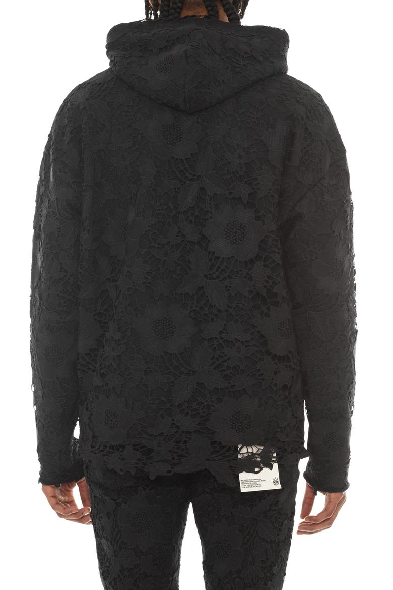 Signature Lace Overlay French Terry Pullover Hoodie, Alternate, color, LACE