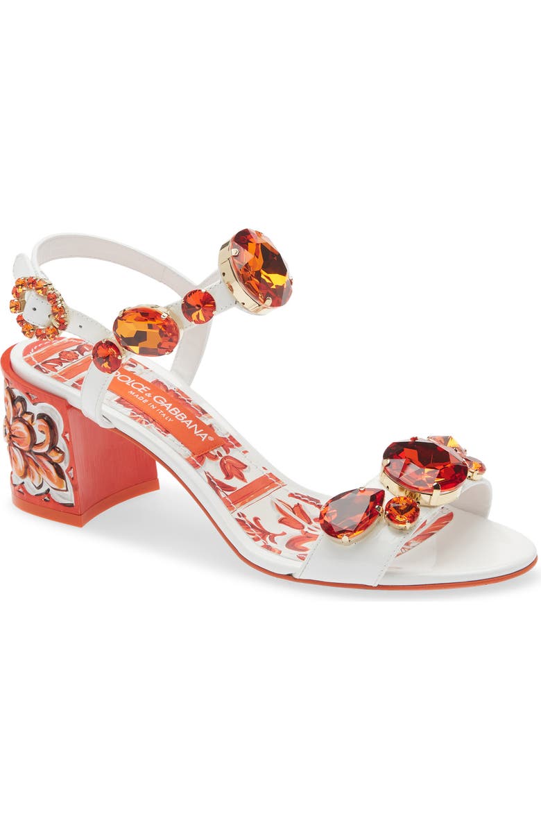 Dolce&Gabbana Keira Majolica Jeweled Sandal, Main, color, Ih3tn Maiolica 6 Orange
