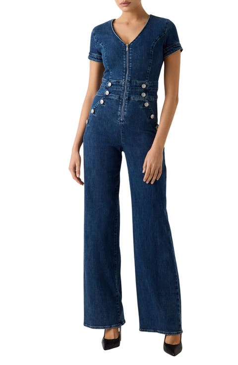 Alina Stretch Denim Flared Jumpsuit