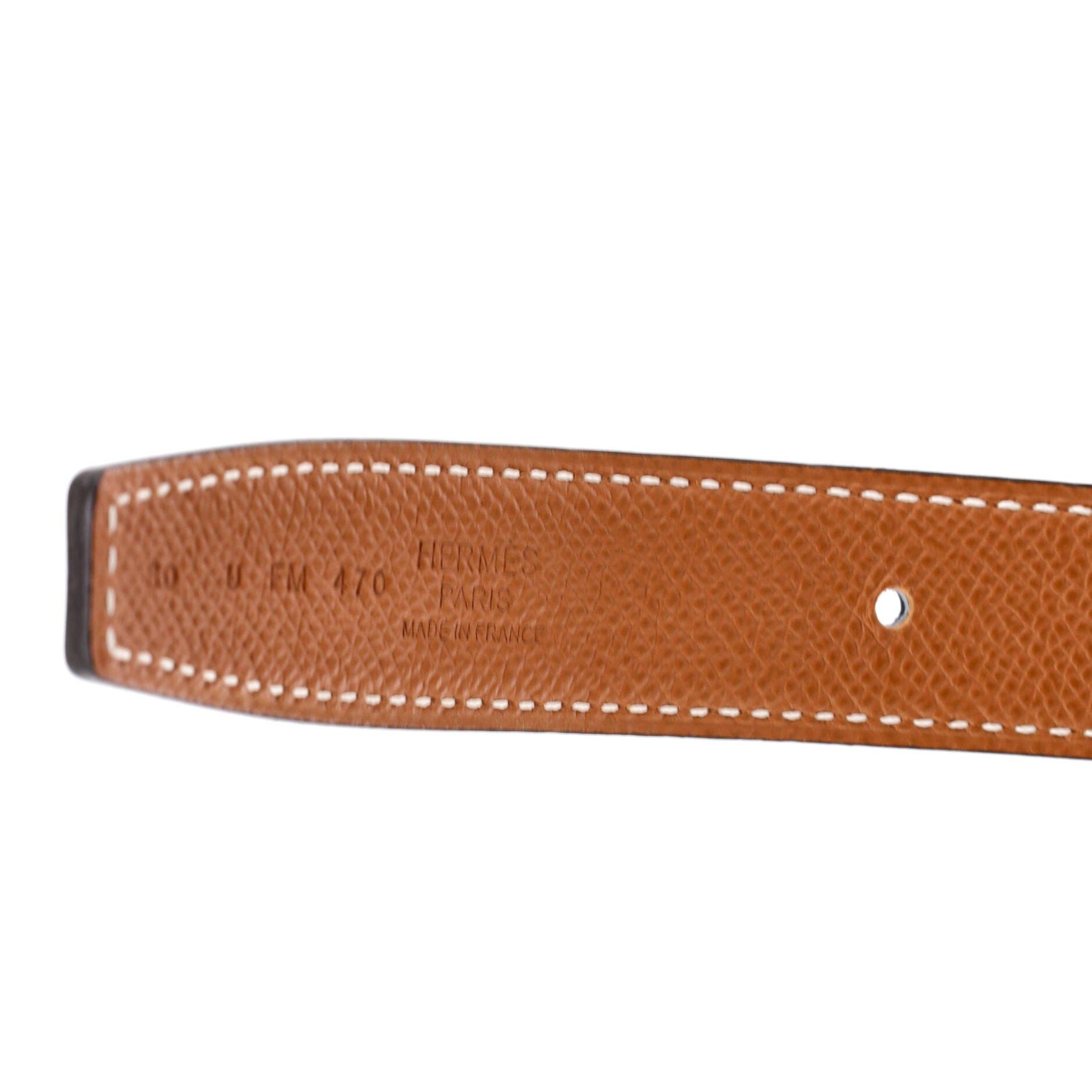 Pre-Owned Hermes Constance Reversible Belt Leather Thin, Alternate, color, Black