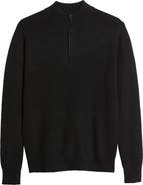 Schott NYC Half Zip Rib Wool Blend Sweater
