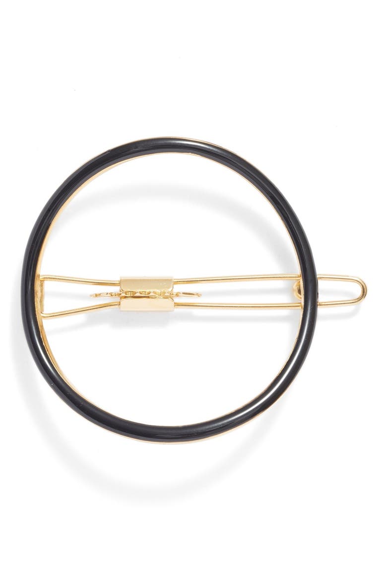 'Large O' Barrette, Main, color, SHINY BLACK