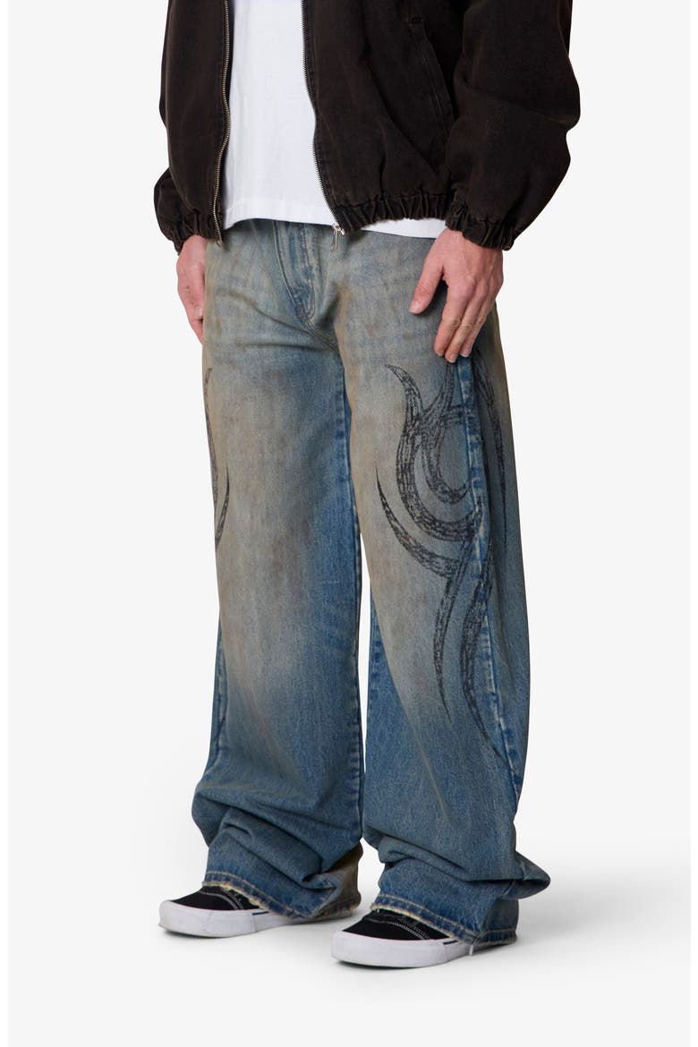 Embroidered Ultra Wide Leg Jeans, Alternate, color, MEDIUM BLUE