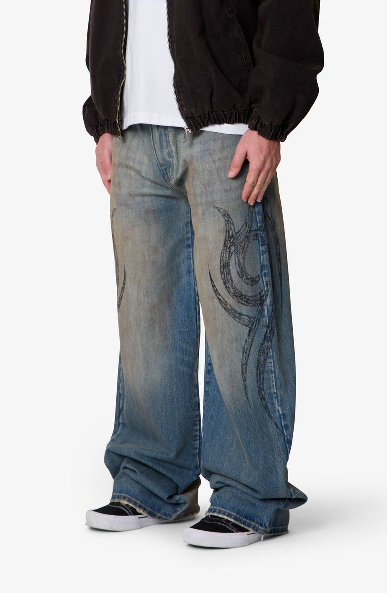 mnml Embroidered Ultra Wide Leg Jeans, Alternate, color, 