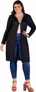 24seven Comfort Apparel Knee Length Long Sleeve Hooded Cardigan Shrug