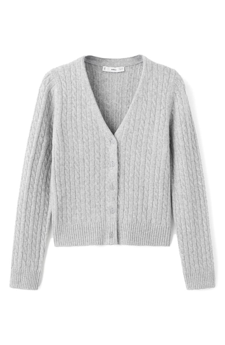 MANGO Cable V-Neck Cardigan, Alternate, color,