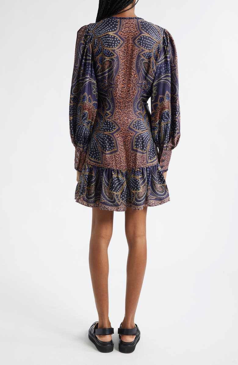 FARM Rio FLORAL GLAM BLUE MINI DRESS, Alternate, color, 