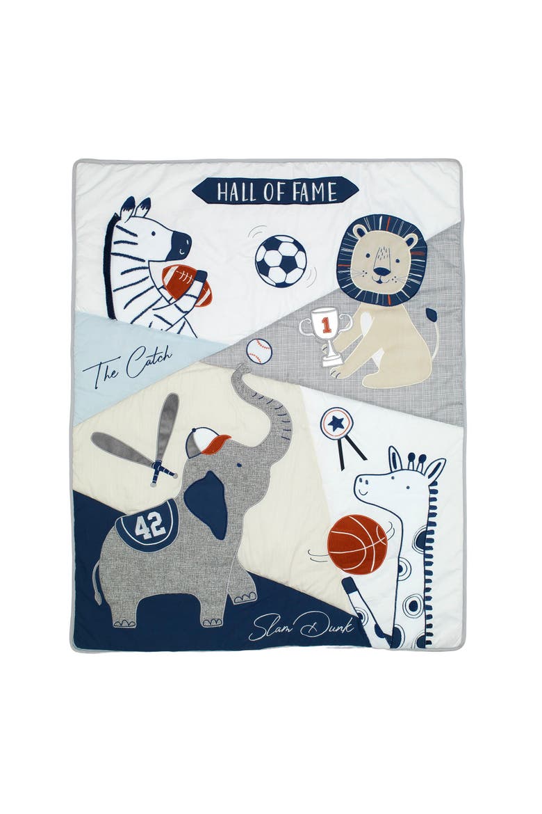 Hall of Fame Sports Animals 5-Piece Crib Bedding Set, Alternate, color, Gray