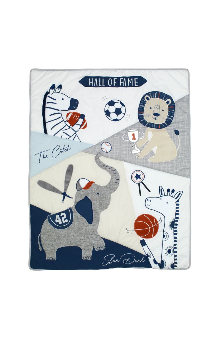 Lambs & Ivy Hall of Fame Sports Animals 5-Piece Crib Bedding Set, Alternate, color, Gray