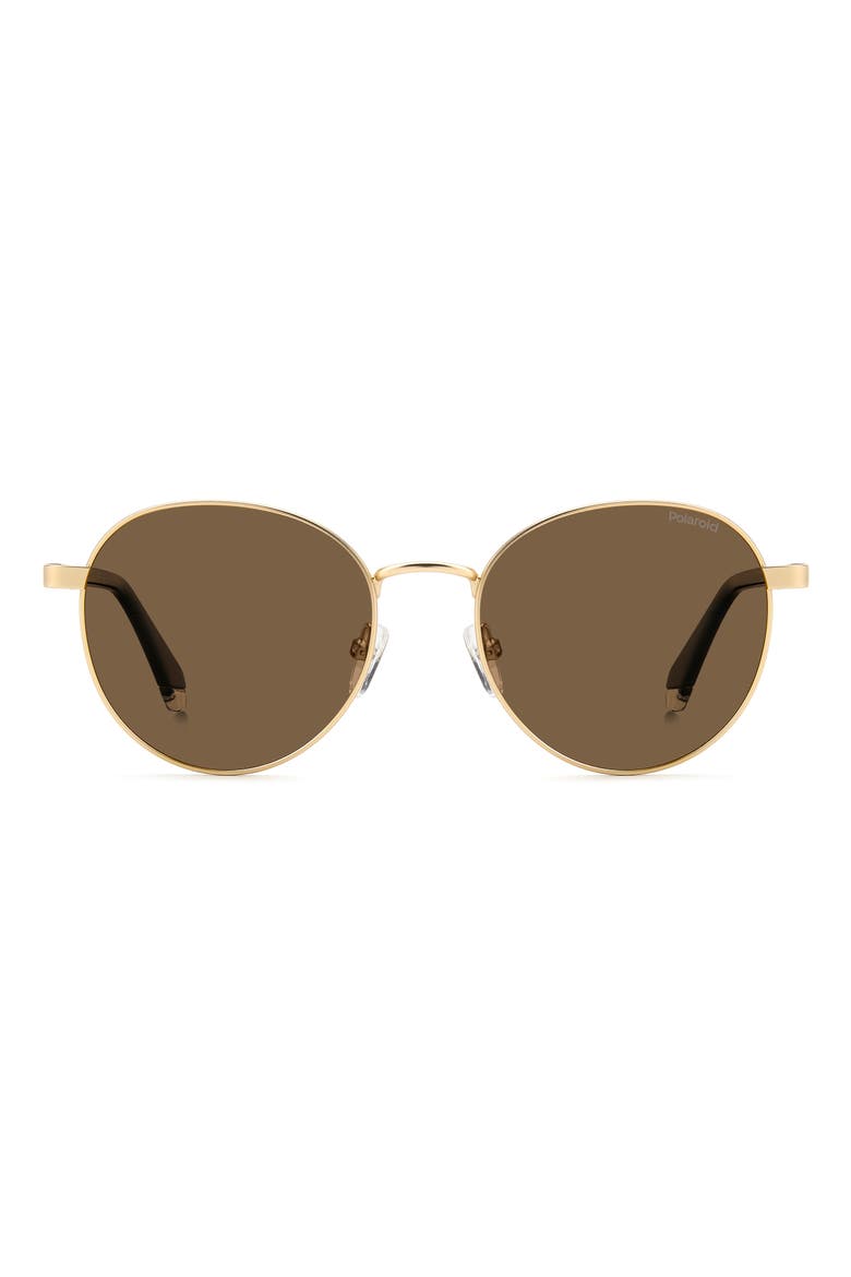 53mm Polarized Round Sunglasses, Alternate, color, MATTE GOLD/ BRONZE