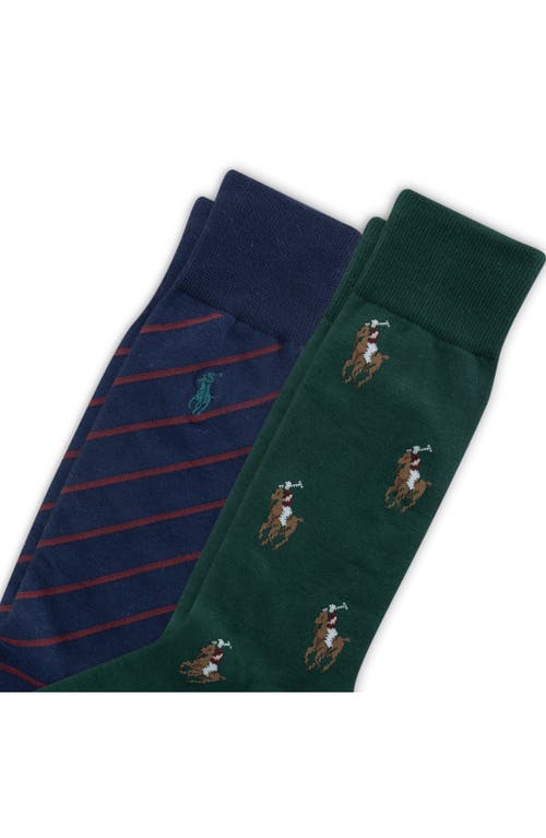 Polo Ralph Lauren Assorted 2-pack Pony Stripe Crew Socks In Blue