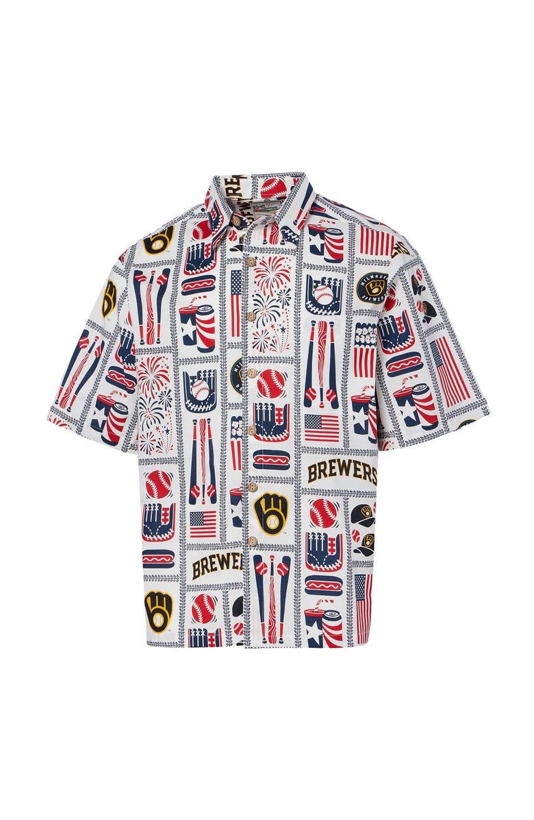 Reyn Spooner Men's Reyn Spooner White Milwaukee Brewers Americana Button-Up Shirt, Alternate, color, White