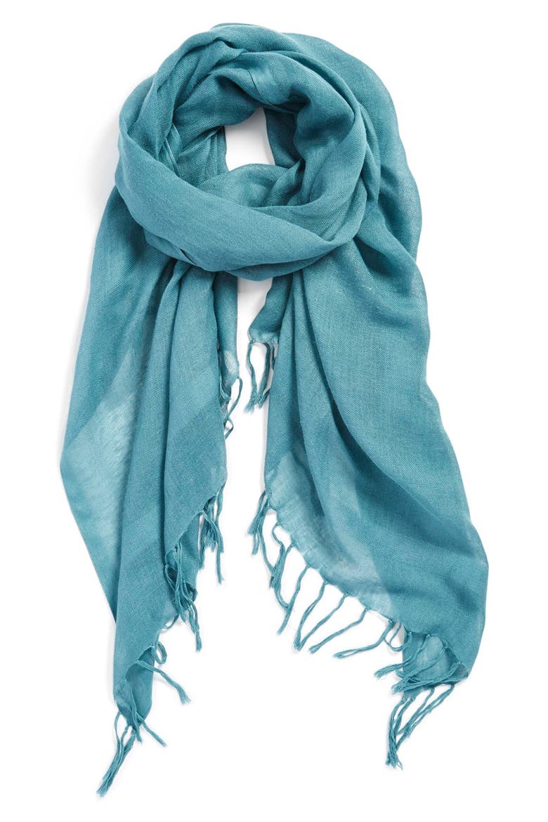 Linen Blend Scarf, Main, color, TEAL BRITT
