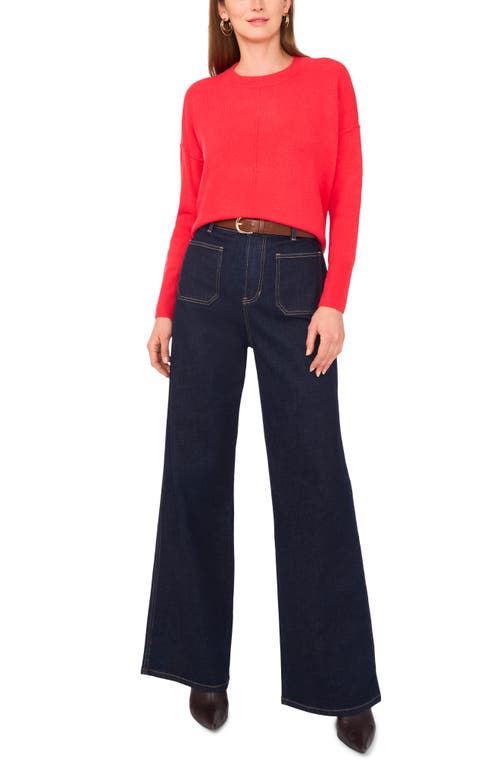 Vince Camuto Exposed Seam Crewneck Sweater In Red