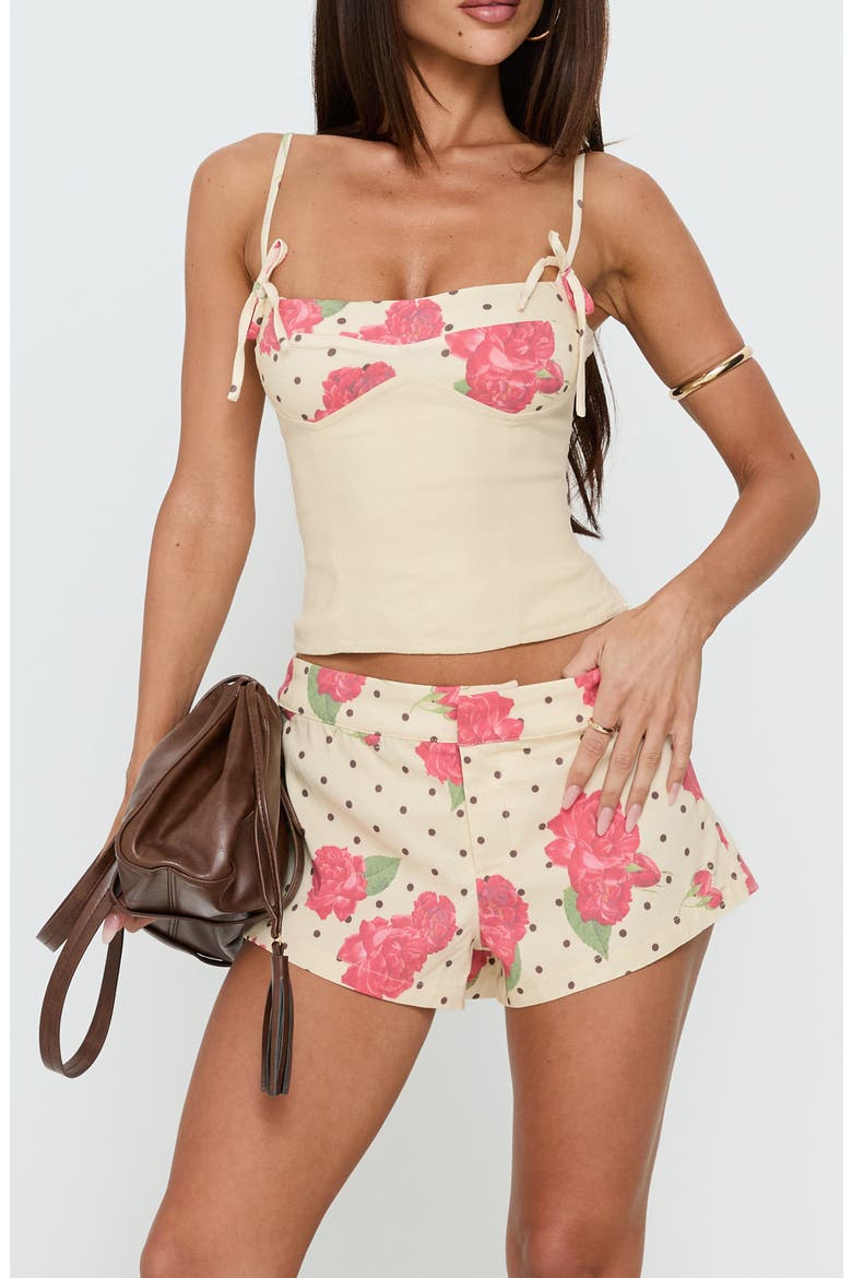 Yella Floral Micro Mini Shorts, Main, color, FLORAL POLKA DOT