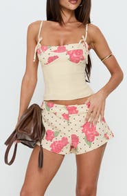 Princess Polly Yella Floral Micro Mini Shorts