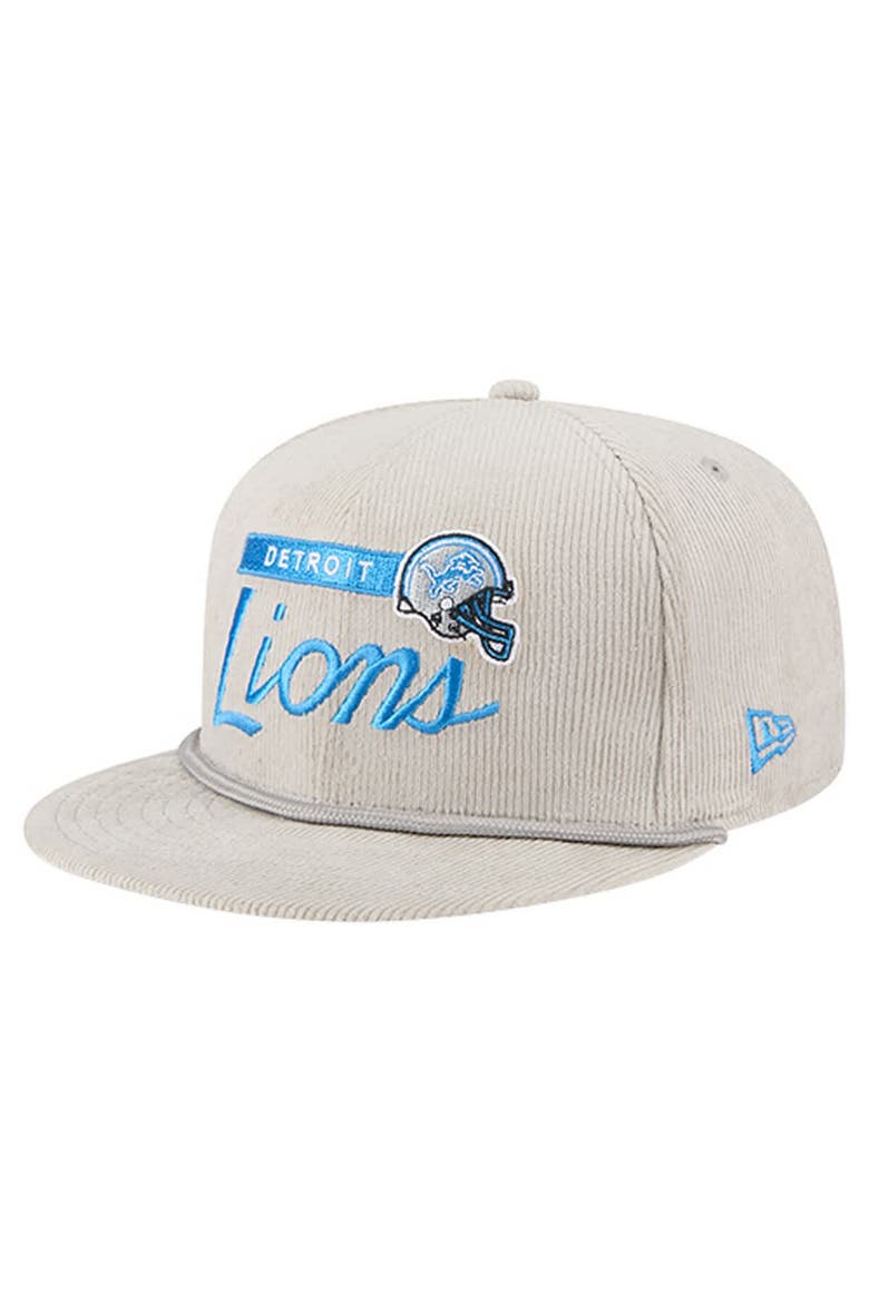 Men's New Era Gray Detroit Lions Cord Rope Corduroy 9FIFTY Snapback Hat, Main, color, Gray
