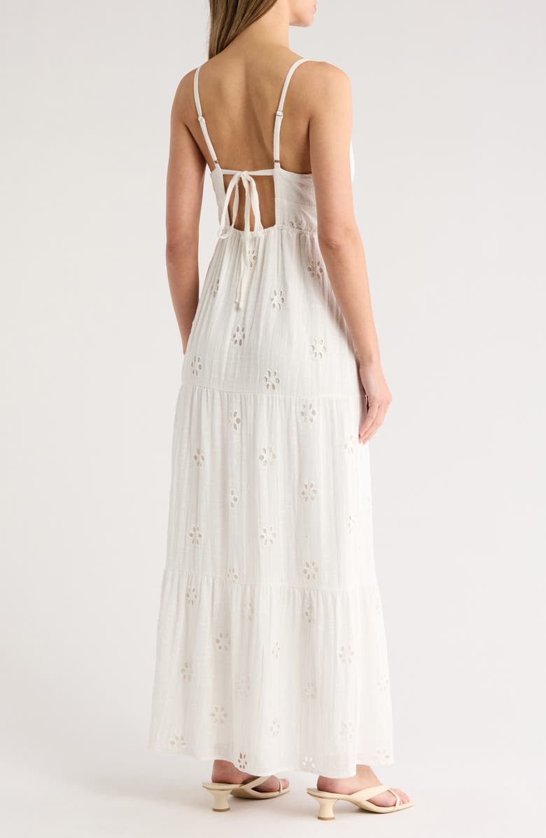 The Good Journey Eyelet Cotton Midi Sundress, Alternate, color, White