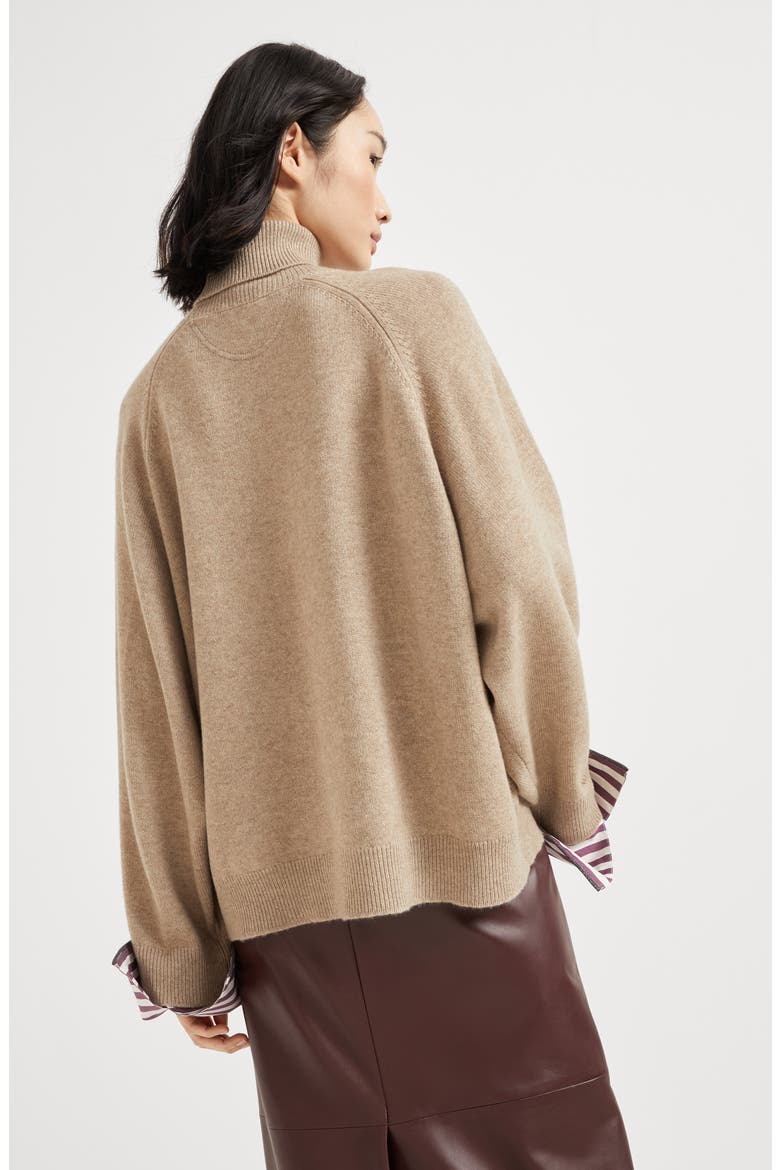 Turtleneck sweater with monili, Alternate, color, Light Brown