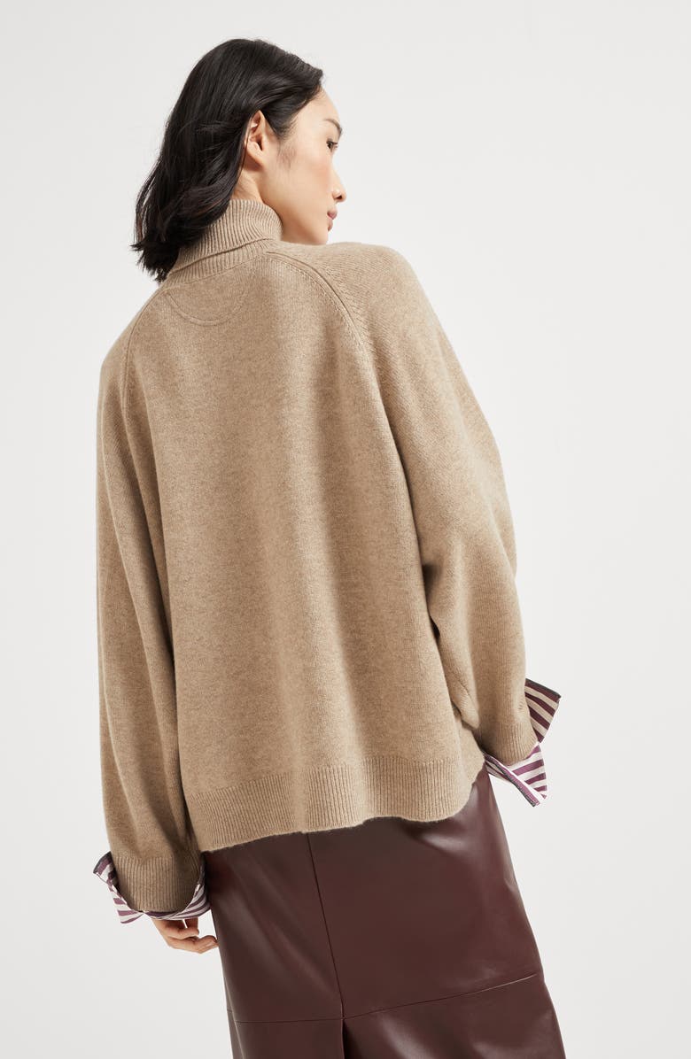 Brunello Cucinelli Turtleneck sweater with monili, Alternate, color, Light Brown