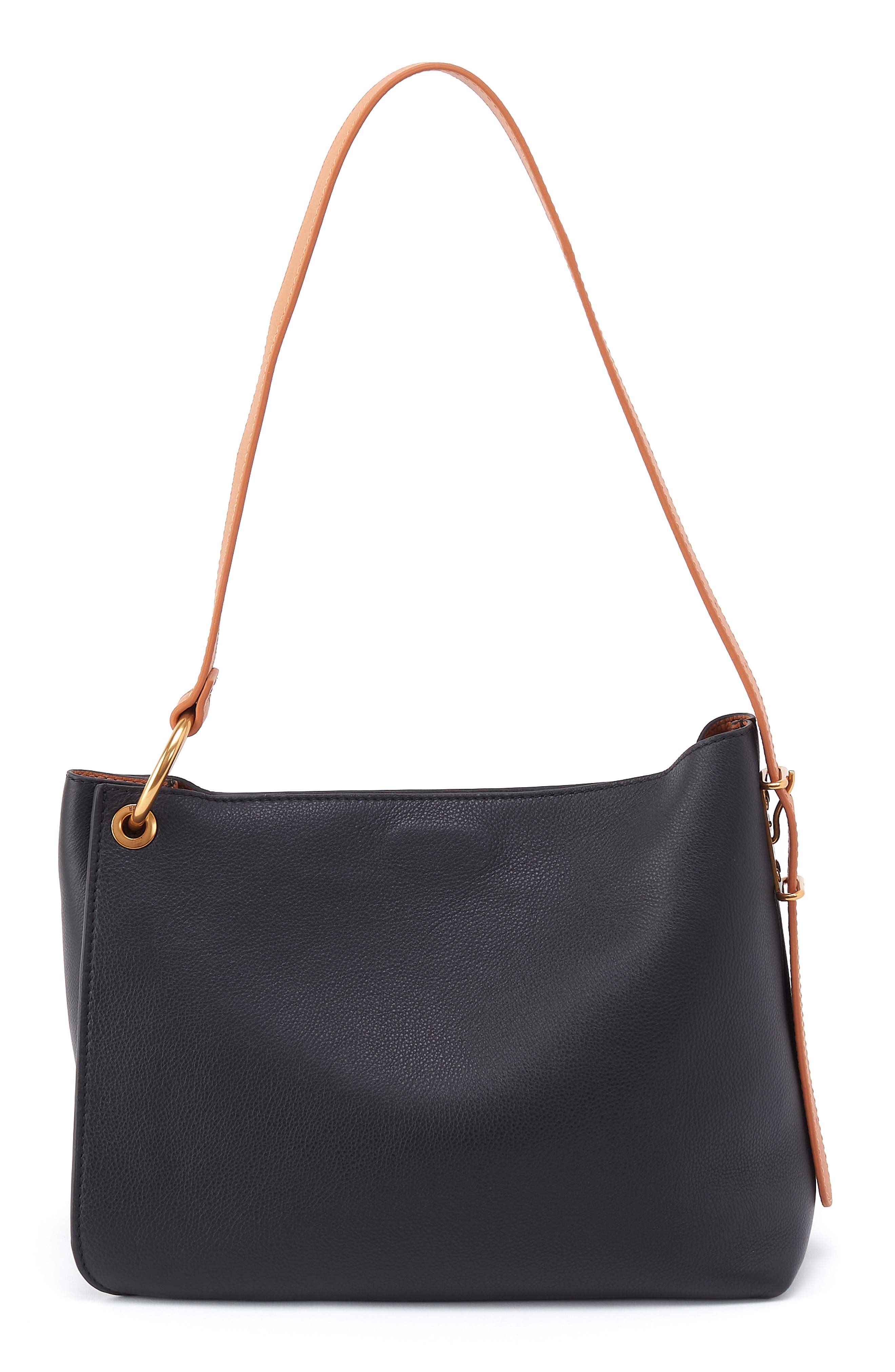 Rayna Leather Shoulder Bag, Alternate, color, BLACK