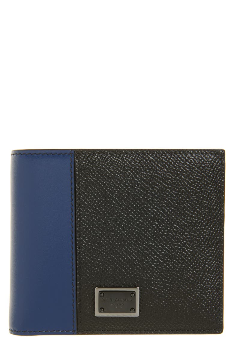 Dauphine Leather Bifold Wallet, Main, color, 8F701 NERO/ BLU NOTTE