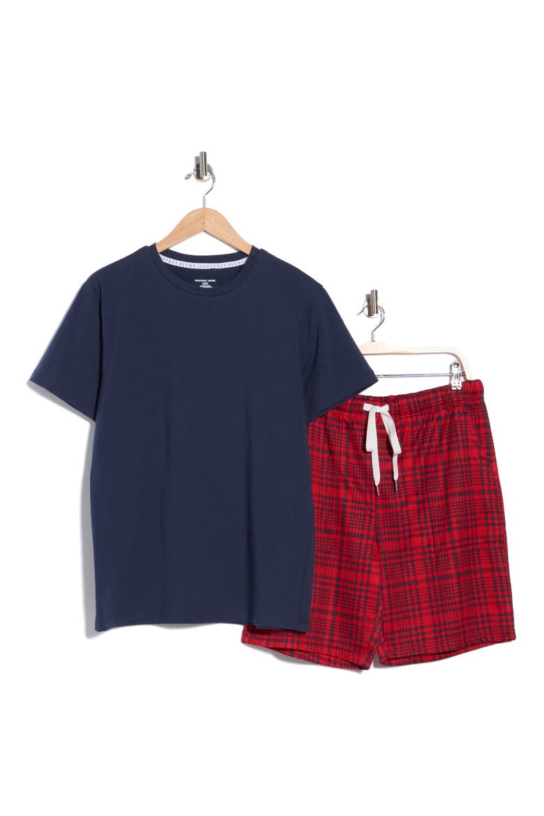 Crewneck Tee and Pajama Shorts Set, Alternate, color, DRESS BLUE/URBAN RED