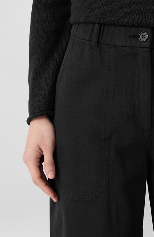 Eileen Fisher Organic Cotton Ankle Barrel Leg Pants In Black